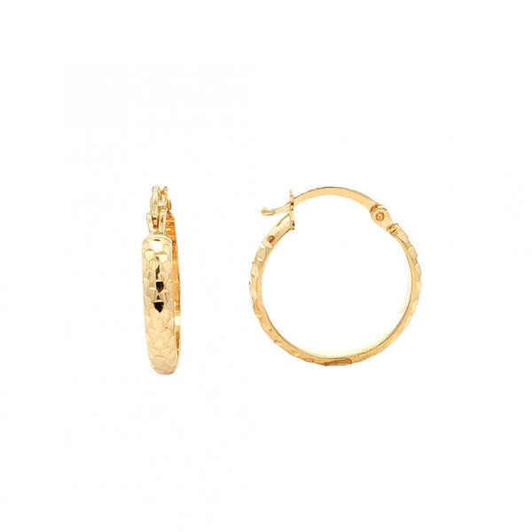 9ct Yellow Gold Diamond-Cut Hoop Earrings - 18x19mm - 1.5g