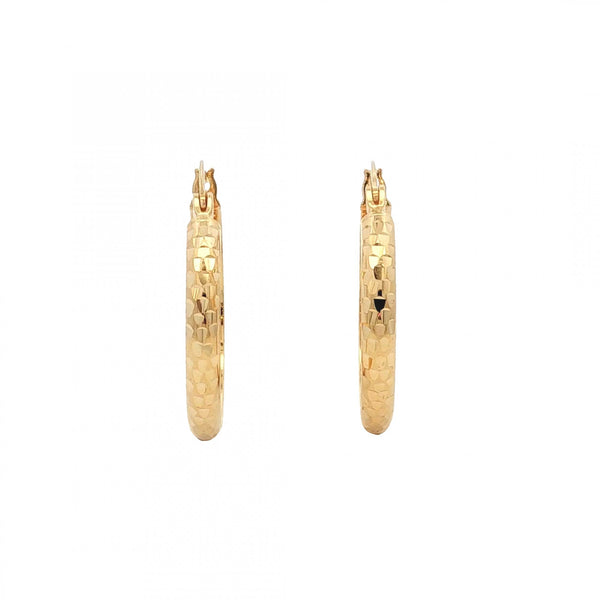 9ct Yellow Gold Diamond-Cut Hoop Earrings - 23x23mm - 1.9g