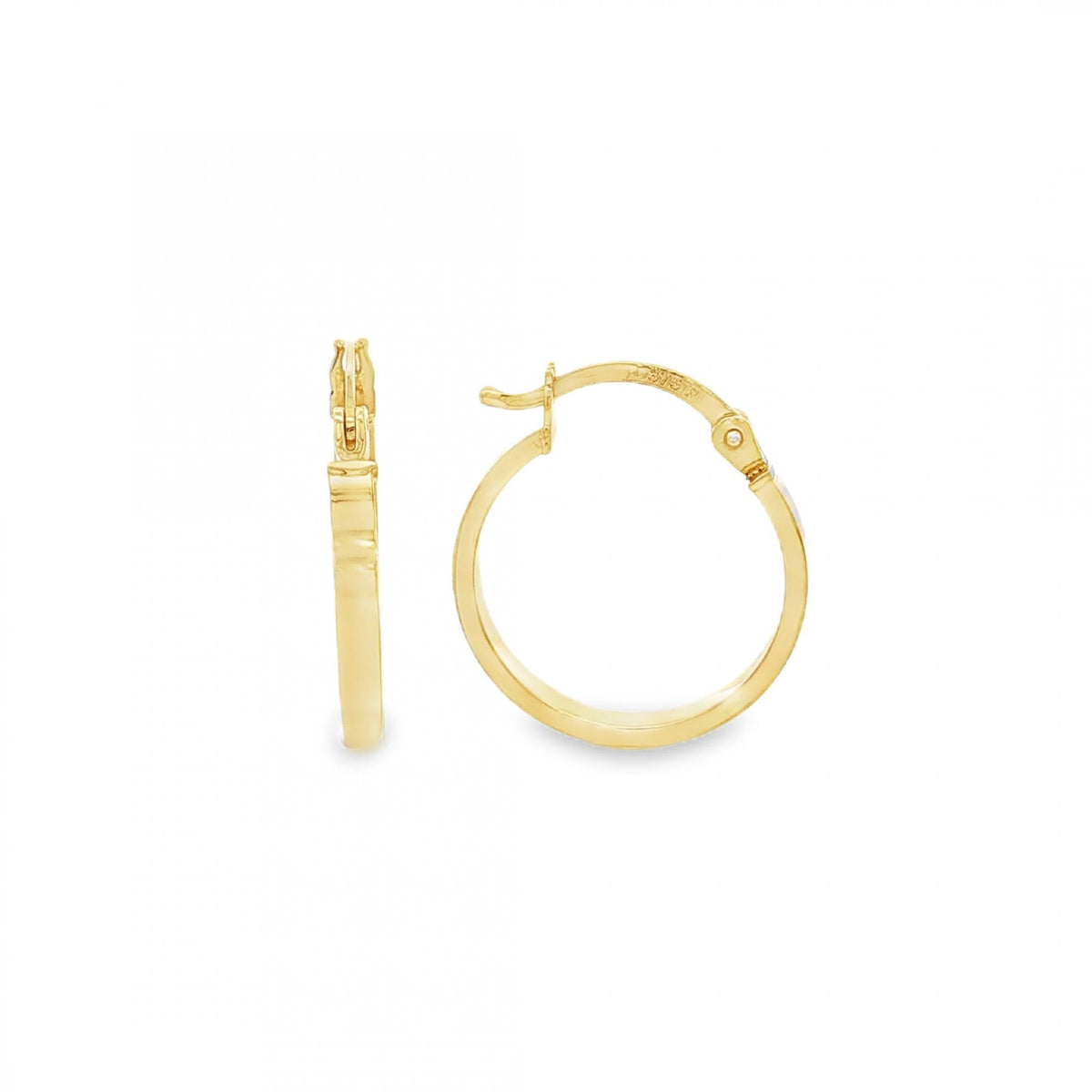 9ct Yellow Gold Flat Hoop Earrings - 17x19x2.5mm - 1.2g