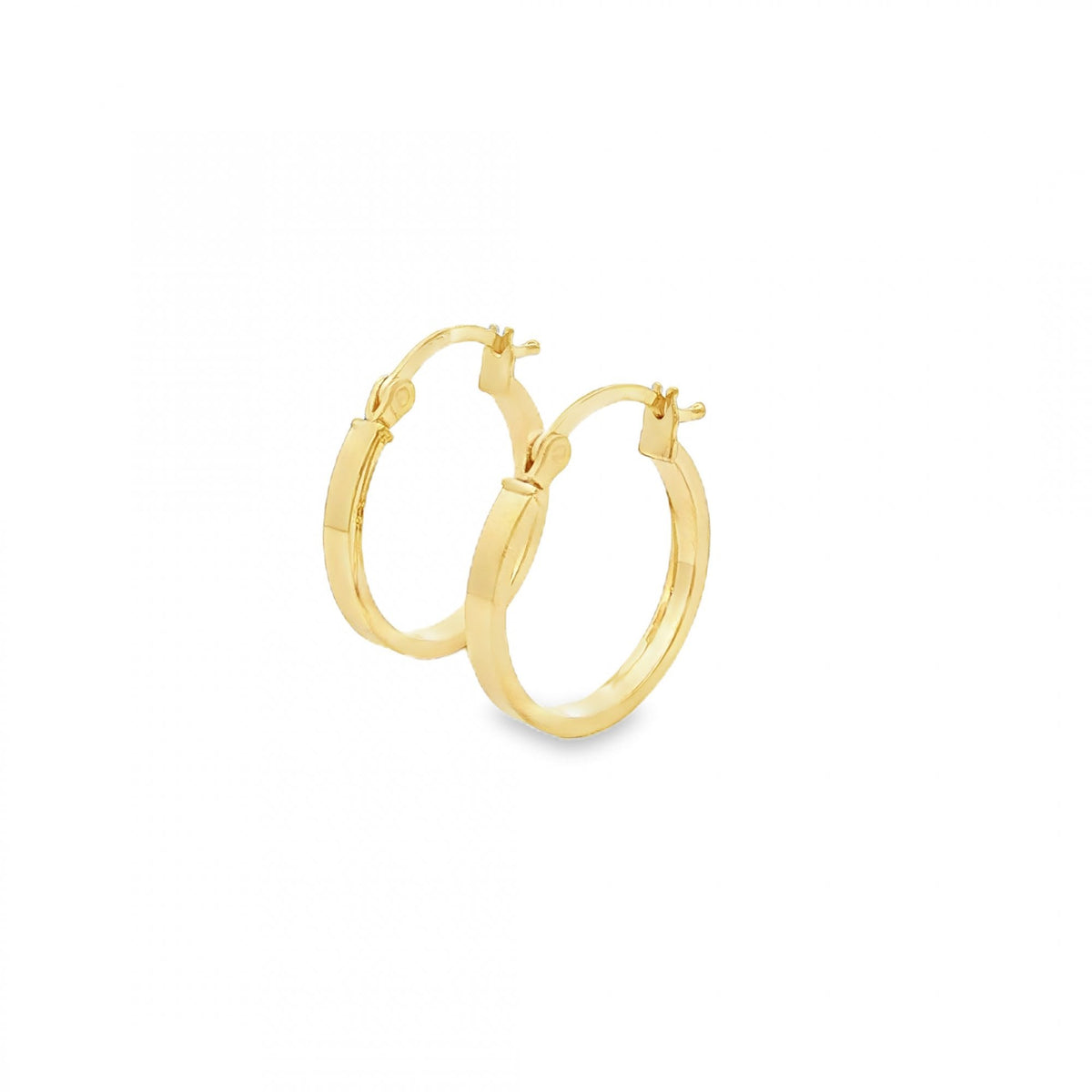 9ct Yellow Gold Flat Hoop Earrings - 17x19x2.5mm - 1.2g
