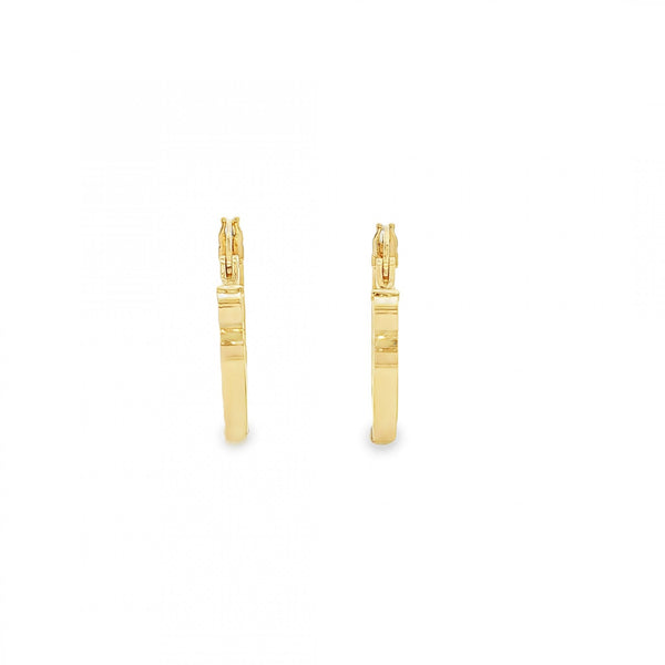 9ct Yellow Gold Flat Hoop Earrings - 17x19x2.5mm - 1.2g