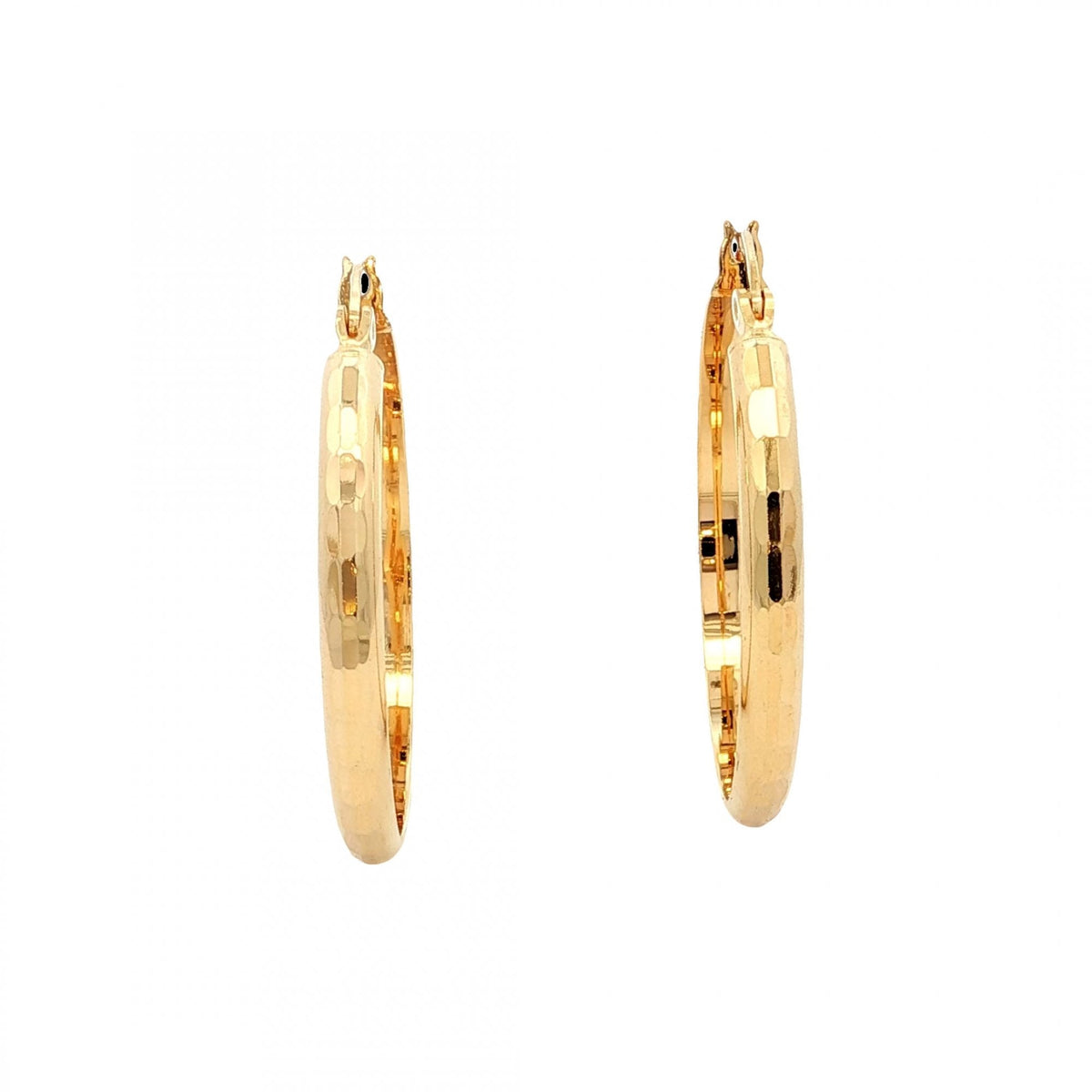 9ct Yellow Gold Faceted Hoop Earrings - 28x29x3mm - 2.4g