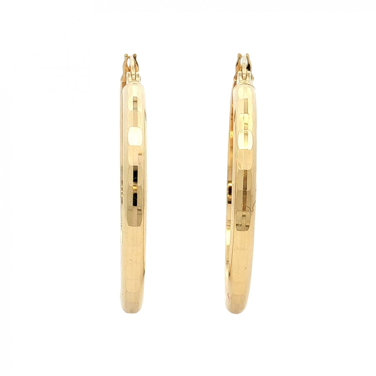 9ct Yellow Gold Faceted Hoop Earrings - 33x34x3mm - 2.8g