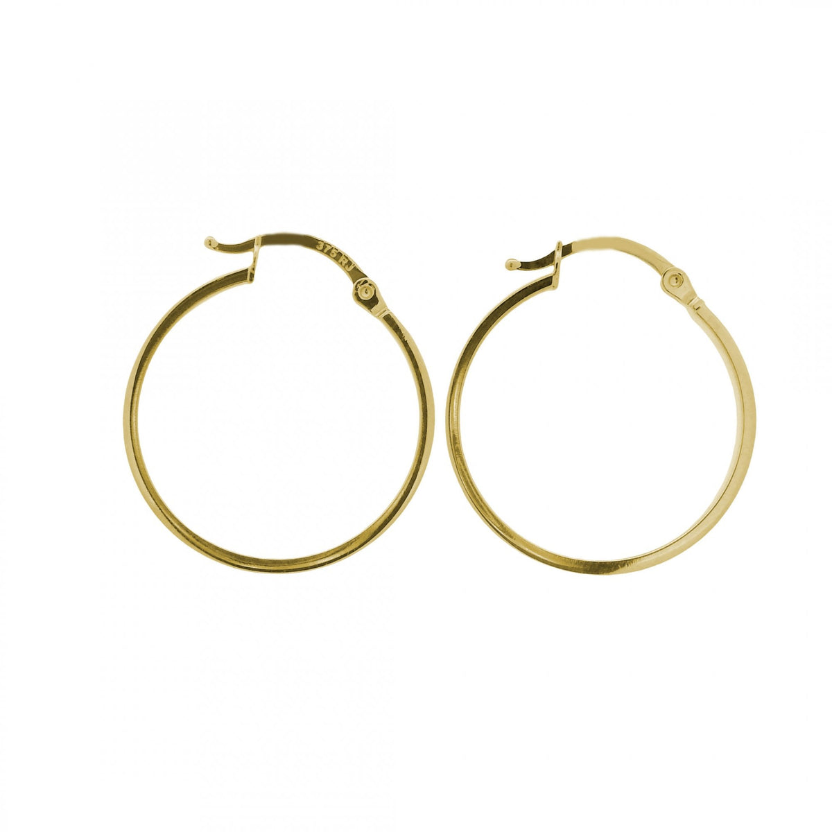 9ct Yellow Gold Greek Hoop Earrings - 22x24x2.5mm - 1.4g