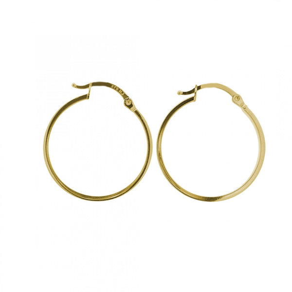 9ct Yellow Gold Greek Hoop Earrings - 22x24x2.5mm - 1.4g