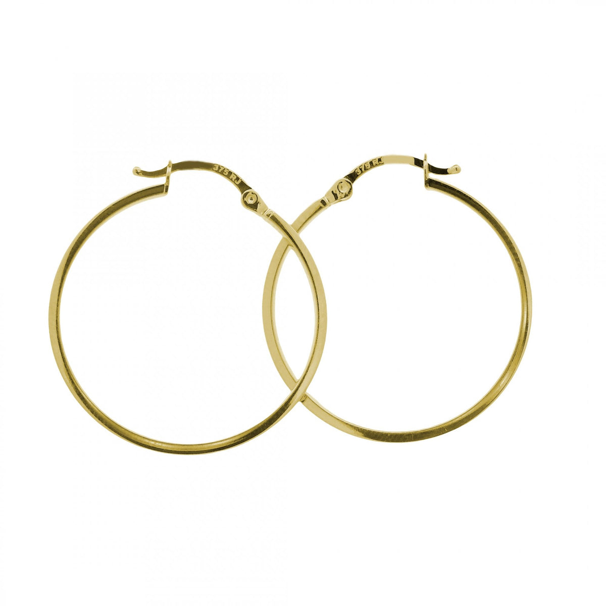 9ct Yellow Gold Greek Hoop Earrings - 28x29x2.5mm - 1.7g