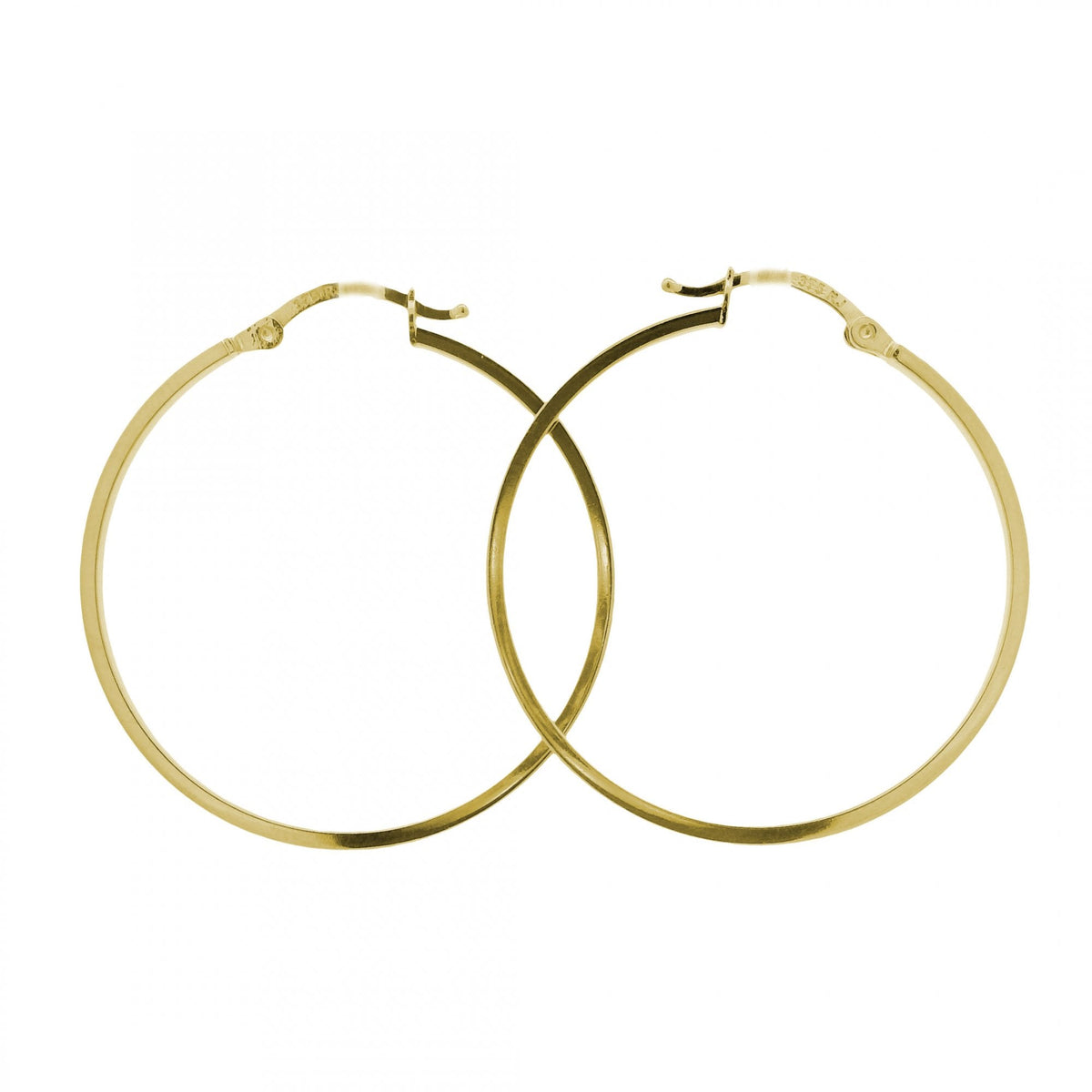 9ct Yellow Gold Greek Hoop Earrings - 32x34x2.5mm - 2.0g