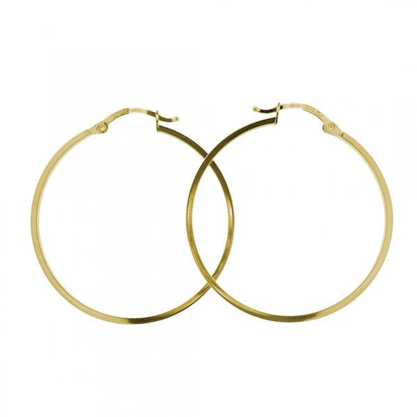 9ct Yellow Gold Greek Hoop Earrings - 32x34x2.5mm - 2.0g
