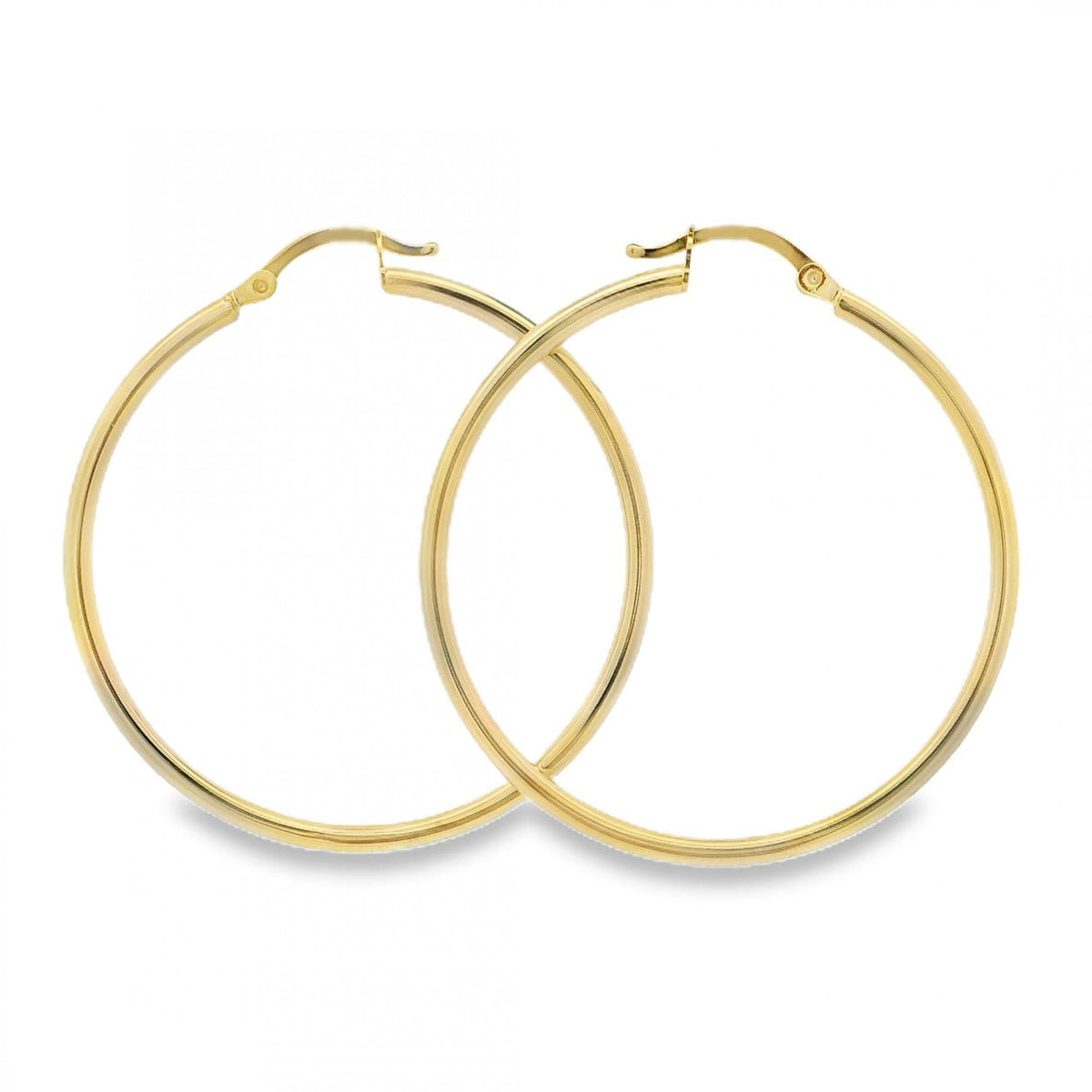 9ct Yellow Gold Plain Hoop Earrings - 39x41x2mm - 1.6g