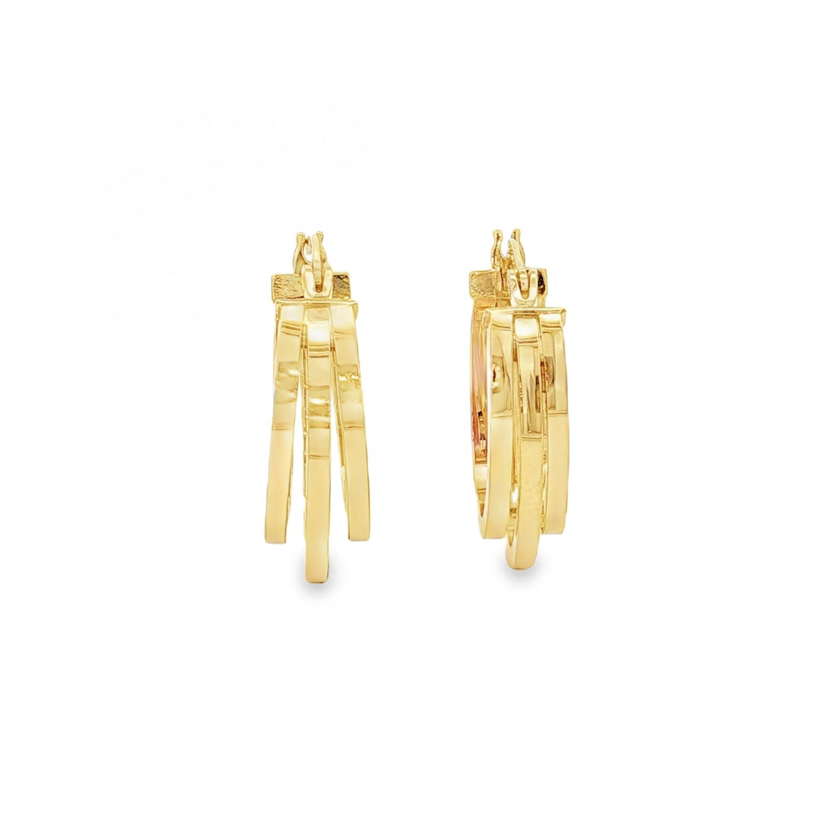9ct Yellow Gold Triple Flat-Lay Hoop Earrings - 17x23x7mm - 2.0g