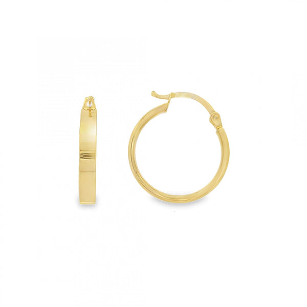9ct Yellow Gold Round Hoop Earrings - 18x20x3mm - 1.5g