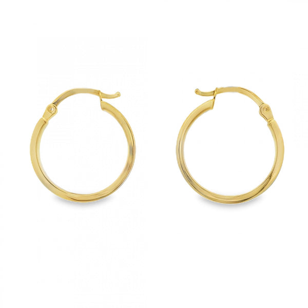 9ct Yellow Gold Round Hoop Earrings - 18x20x3mm - 1.5g