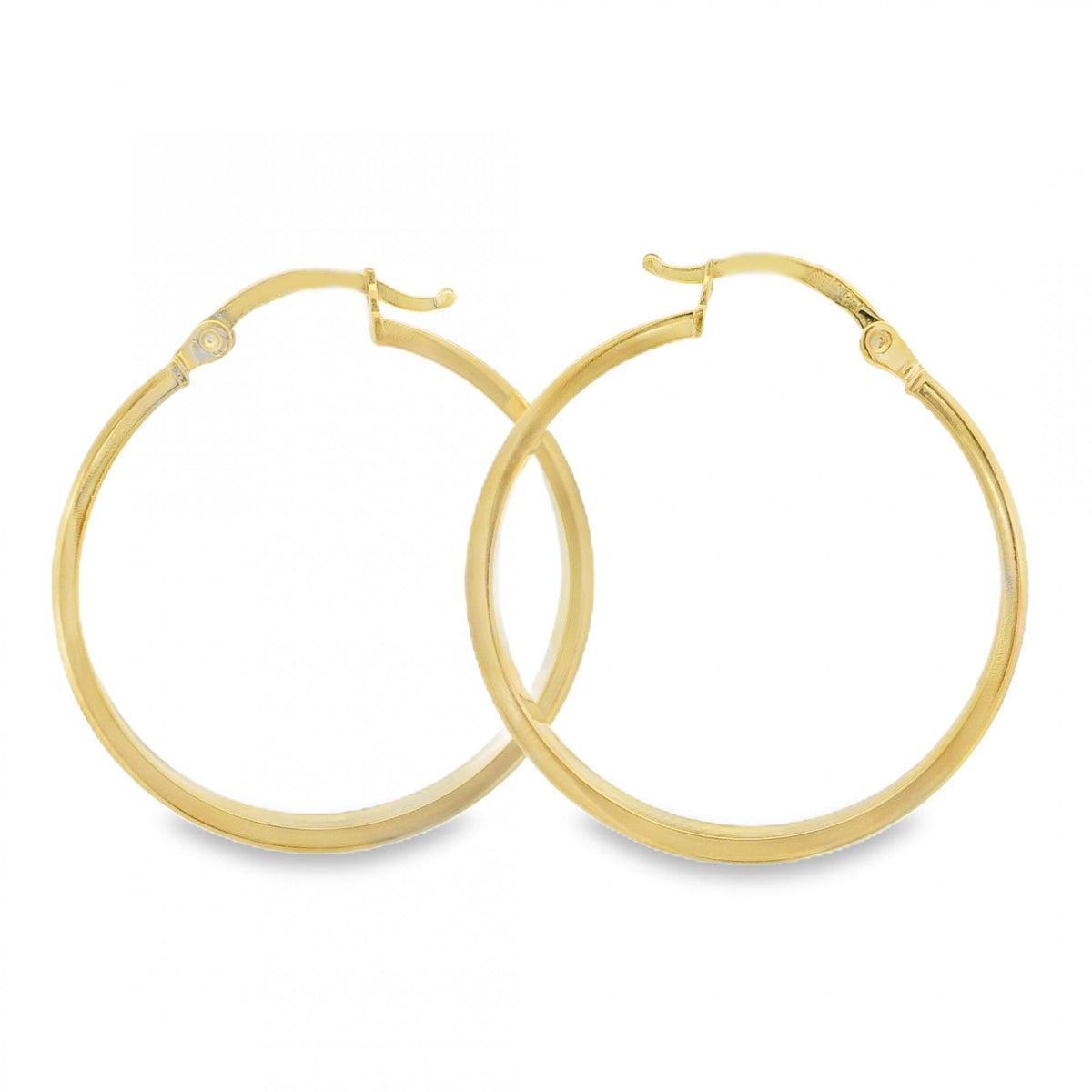 9ct Yellow Gold Round Hoop Earrings - 27x29x3mm - 2.3g
