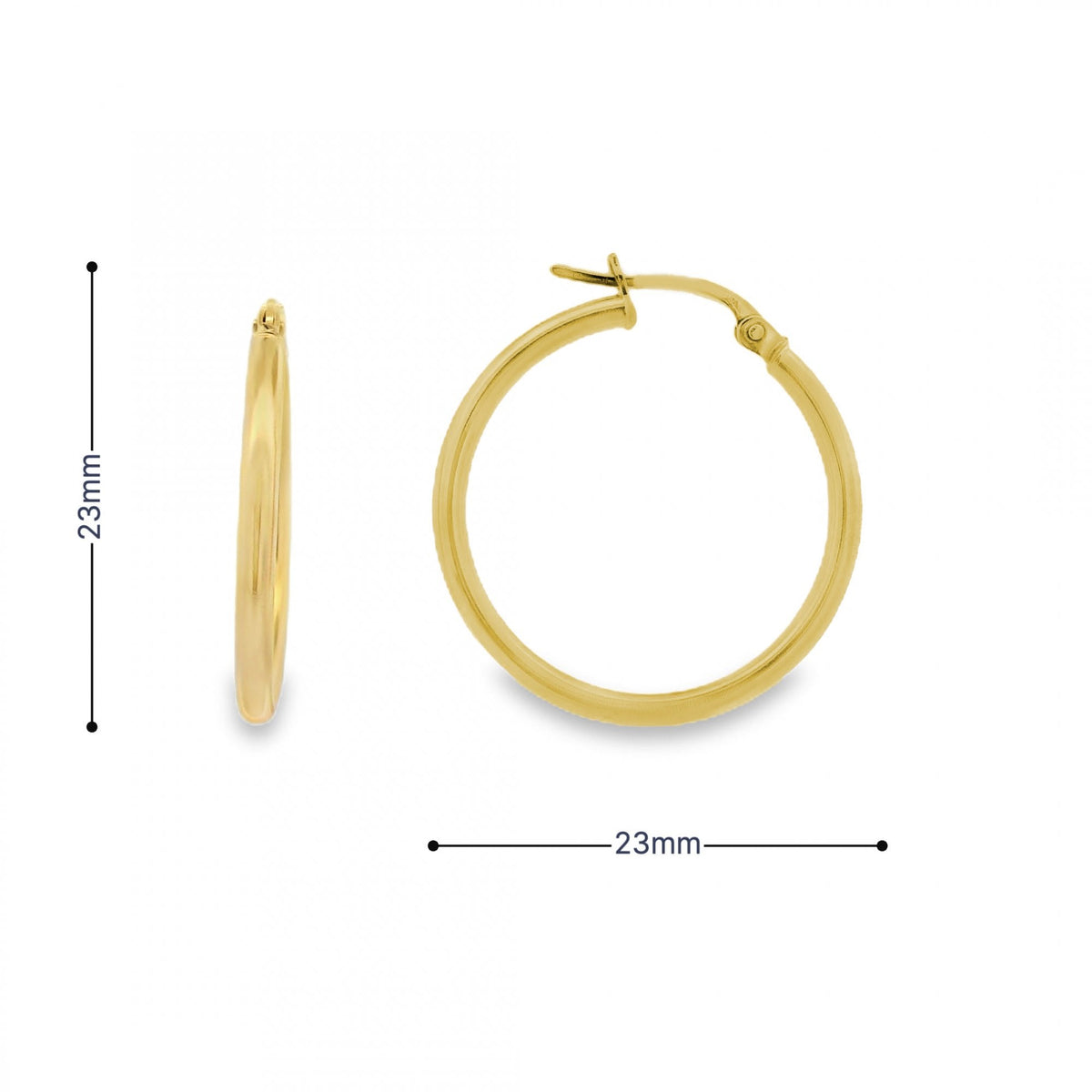9ct Yellow Gold Hoop Earrings - 23x23mm - 1.7g