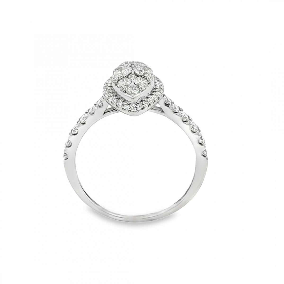 18ct White Gold Diamond Cluster Ring - Size Q - 1.29ct
