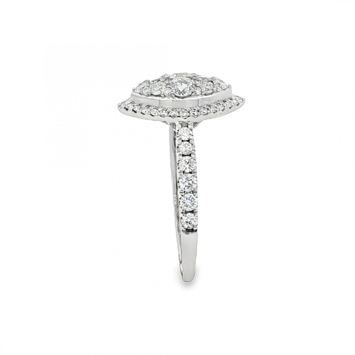 18ct White Gold Diamond Cluster Ring - Size Q - 1.29ct