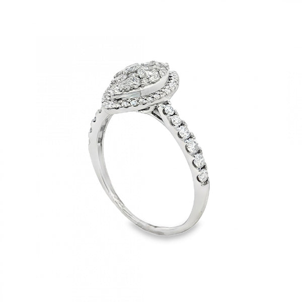 18ct White Gold Diamond Cluster Ring - Size Q - 1.29ct