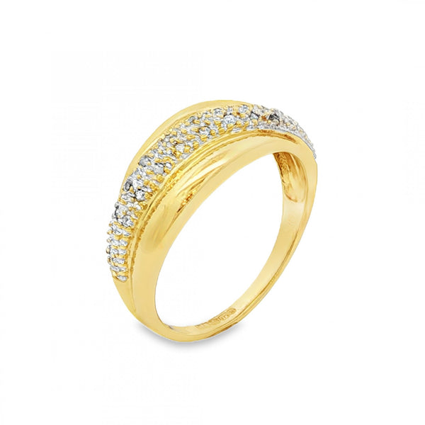 9ct Yellow Gold Diamond Pave Band - Size Q - 0.18ct