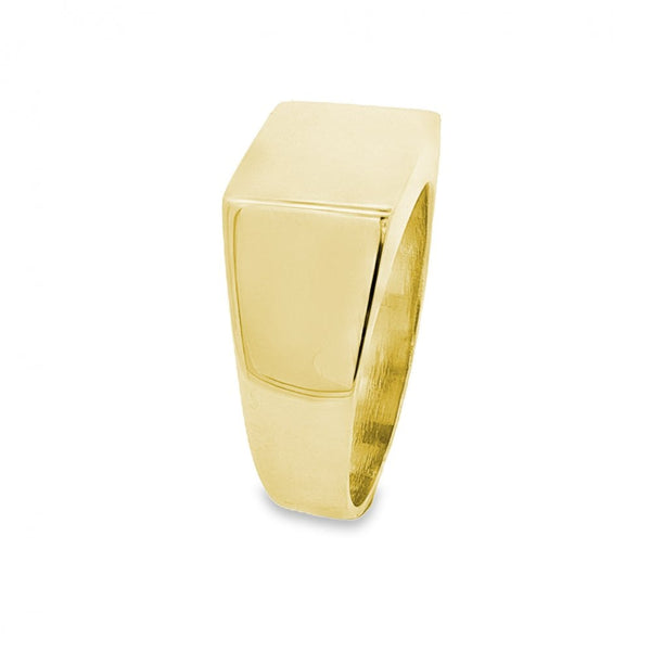 9ct Yellow Gold Rectangular Signet Ring - Size R - 10mm