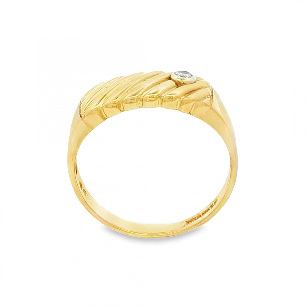 9ct Yellow Gold Diamond Ridge Ring - Size S - 0.06ct