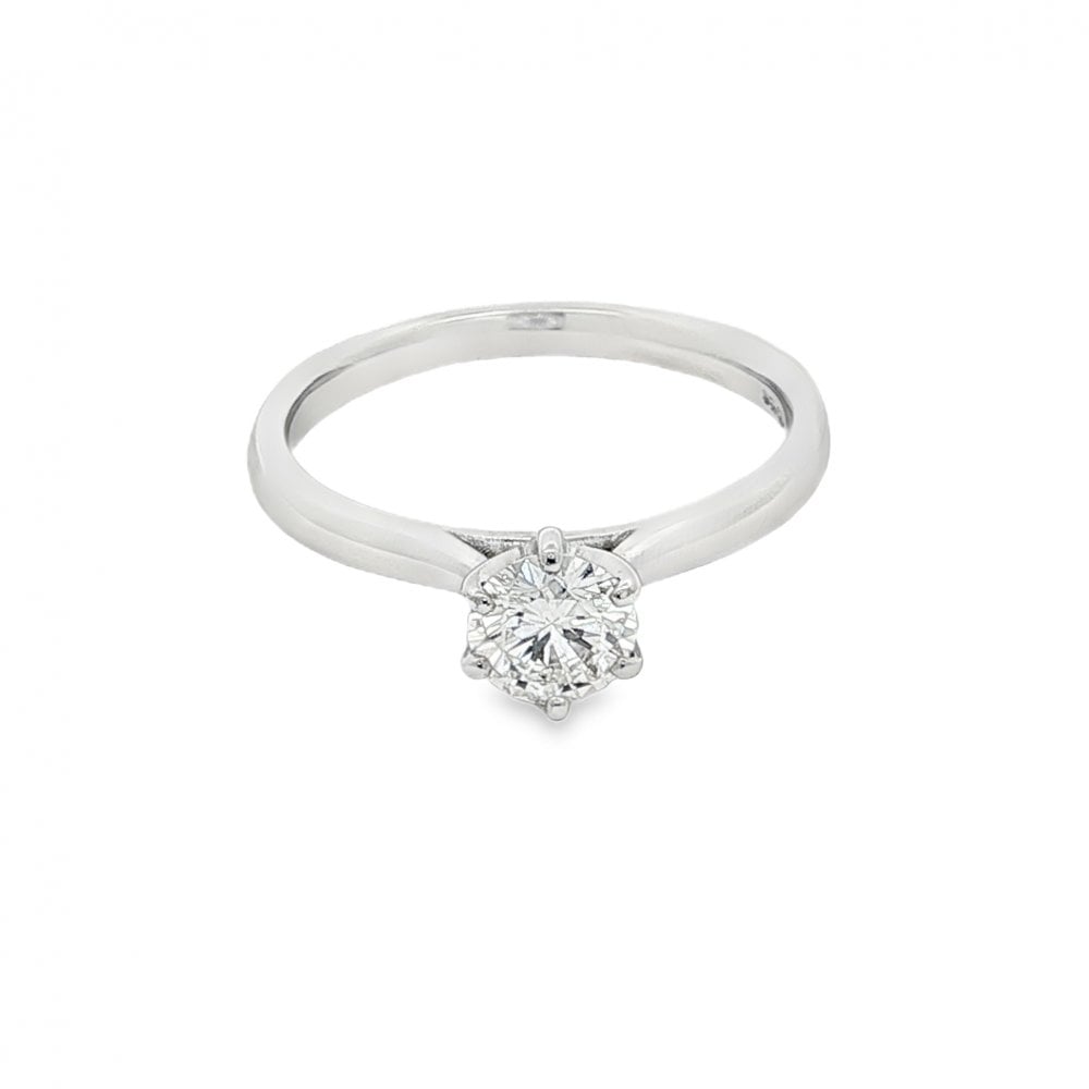 18ct White Gold Diamond Engagement Ring - Size L½ - 0.51ct