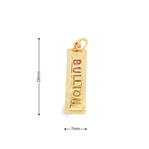 9ct Yellow Gold Bullion Ingot Pendant - 7x26x3mm - 4.8g