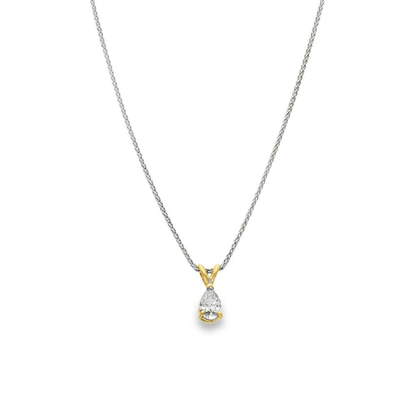 18ct Yellow & White Gold Diamond Pendant & Necklace -16" -0.47ct