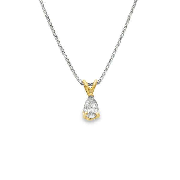 18ct Yellow & White Gold Diamond Pendant & Necklace -16" -0.47ct