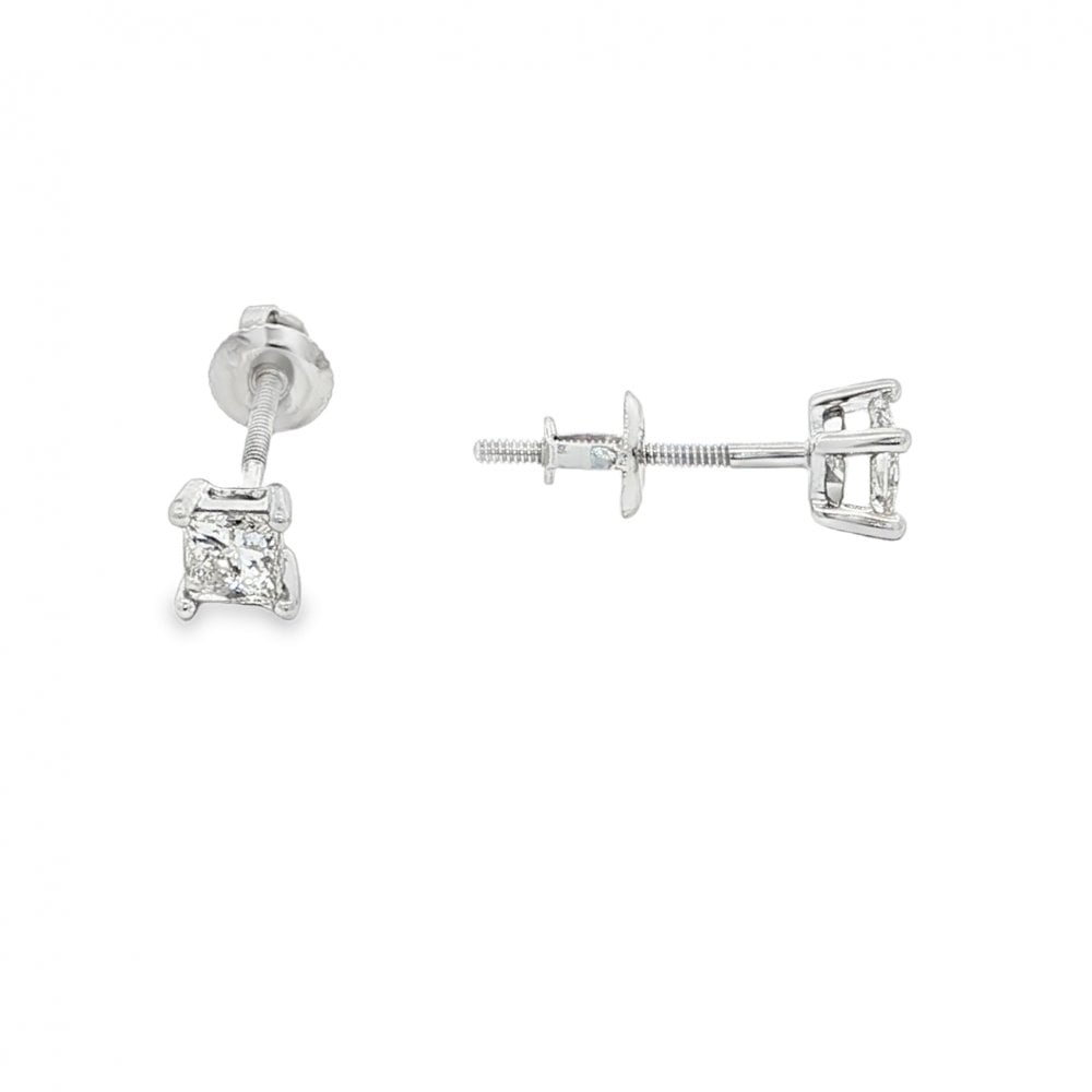 14ct White Gold Diamond Stud Earrings - 4.5x4.5mm - 0.40ct