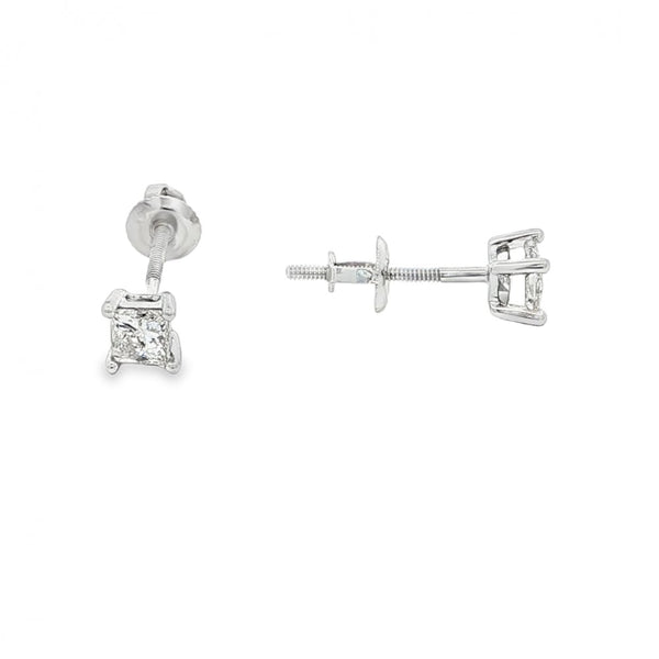 14ct White Gold Diamond Stud Earrings - 4.5x4.5mm - 0.40ct