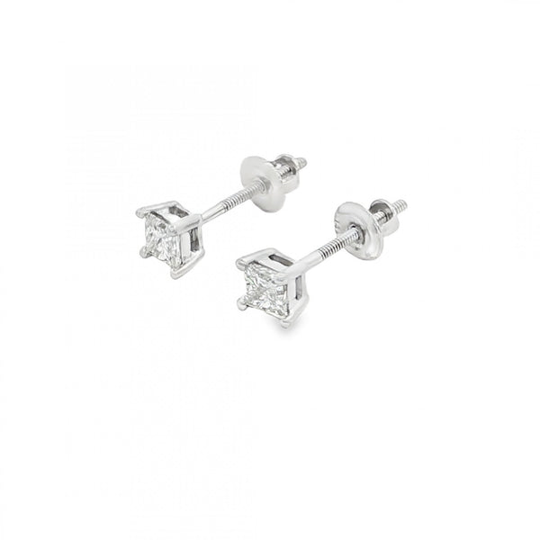 14ct White Gold Diamond Stud Earrings - 4.5x4.5mm - 0.40ct