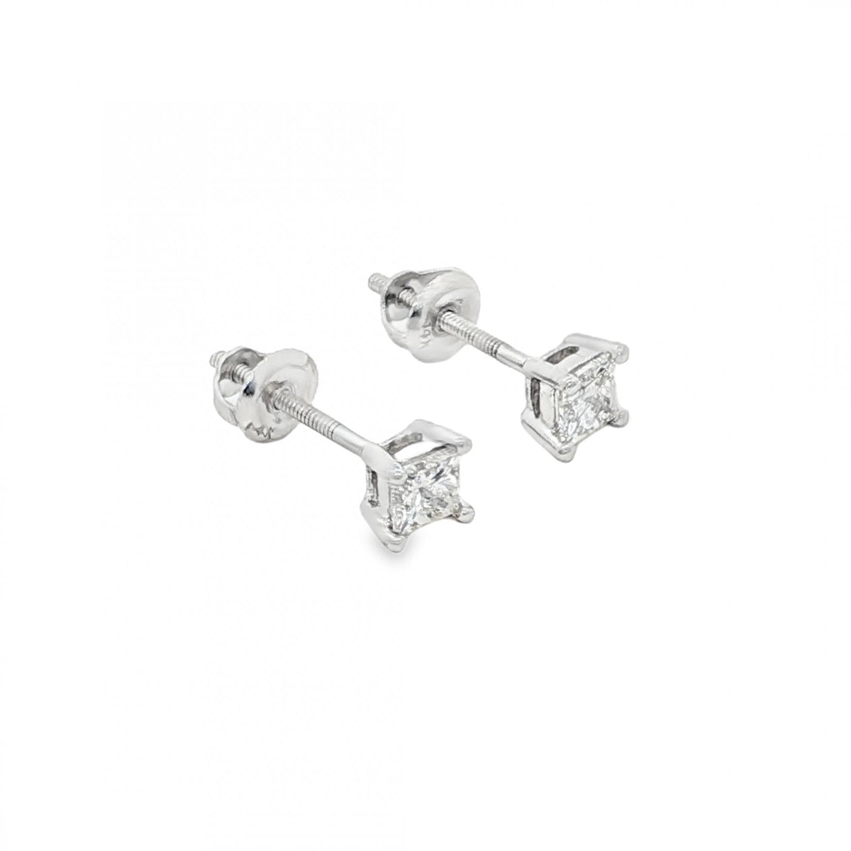 14ct White Gold Diamond Stud Earrings - 4.5x4.5mm - 0.40ct