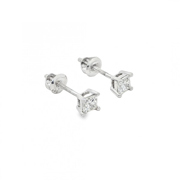 14ct White Gold Diamond Stud Earrings - 4.5x4.5mm - 0.40ct