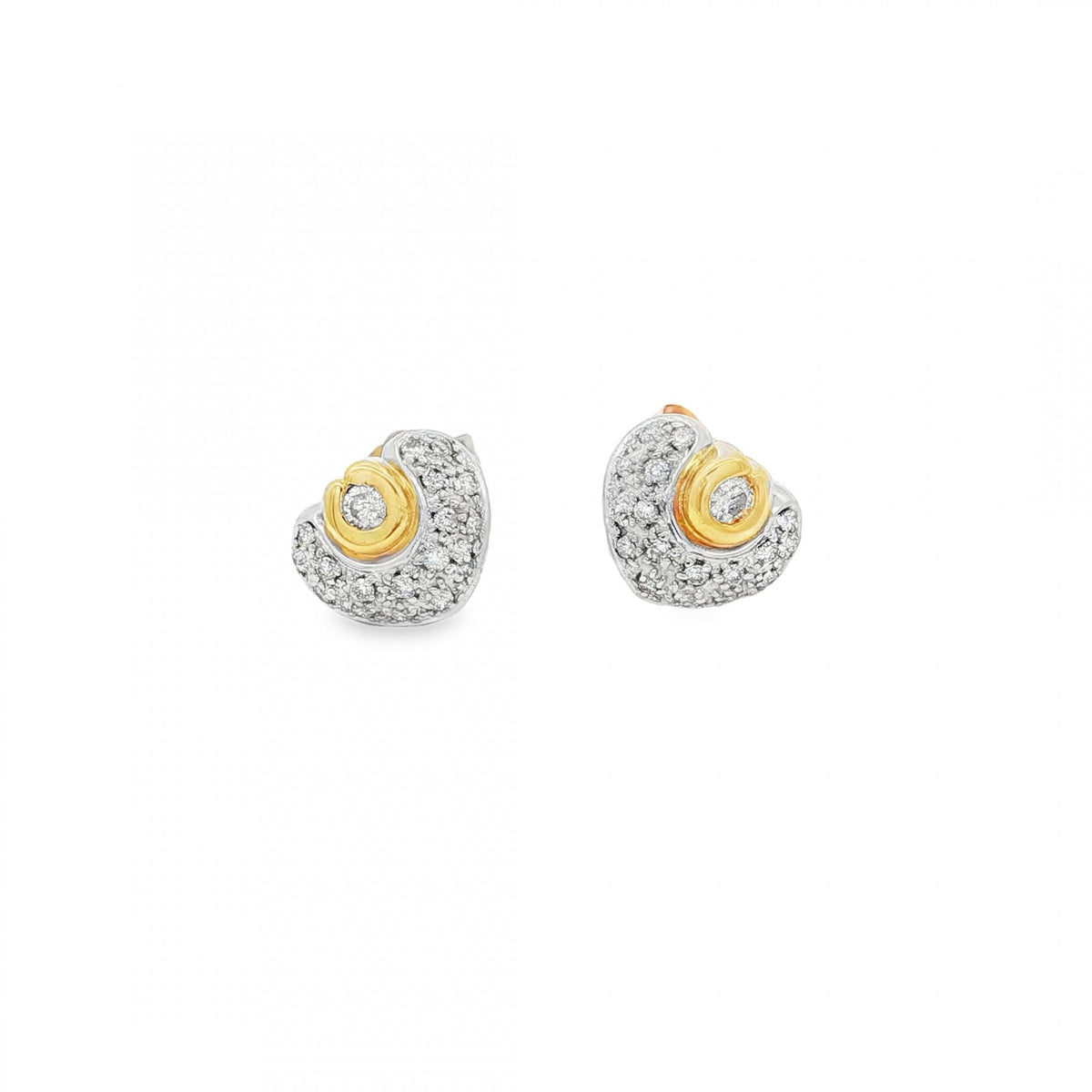 9ct Yellow & White Gold Diamond Heart Studs - 10x8mm - 0.33ct