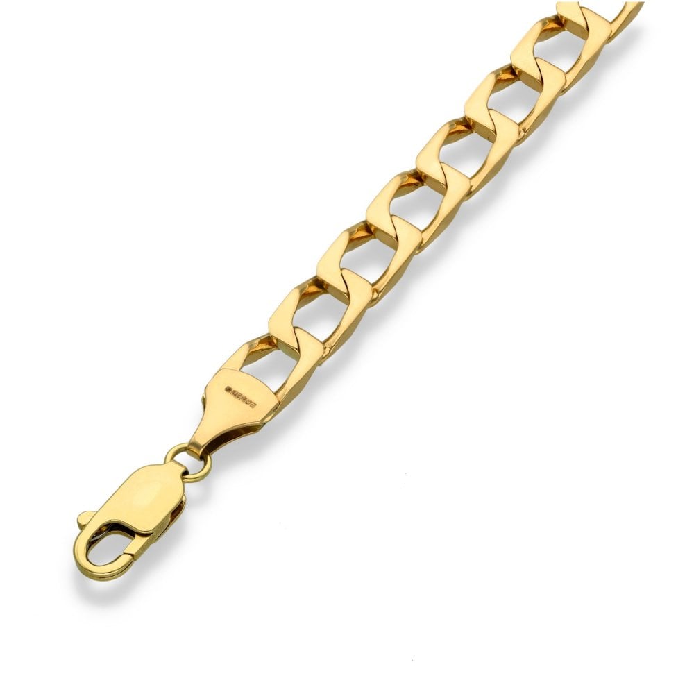 9ct Yellow Gold Square Curb Bracelet - 8" - 18.9g
