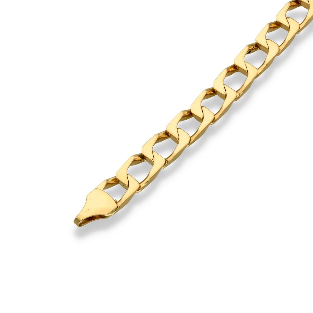 9ct Yellow Gold Square Curb Bracelet - 8" - 18.9g