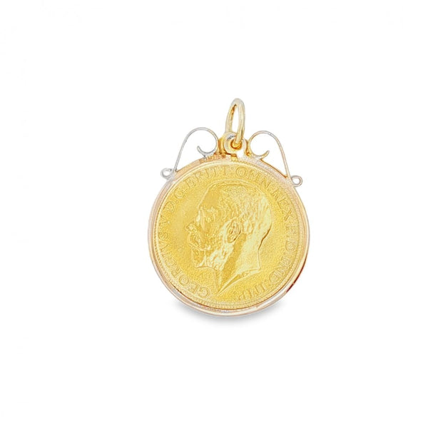 1912 Yellow Gold Full Sovereign Coin Pendant - 23x26mm  9.50g