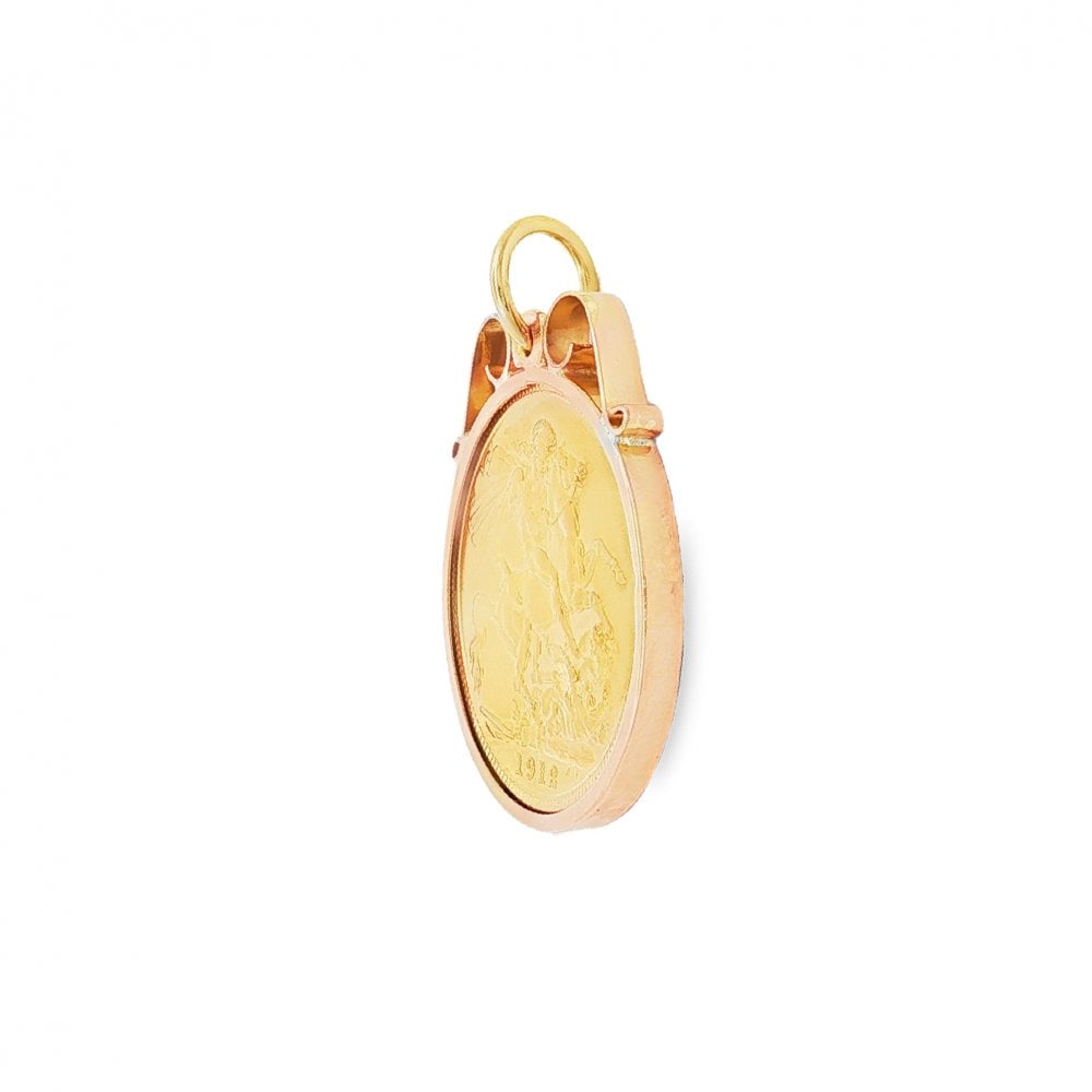 1912 Yellow Gold Full Sovereign Coin Pendant - 23x26mm  9.50g