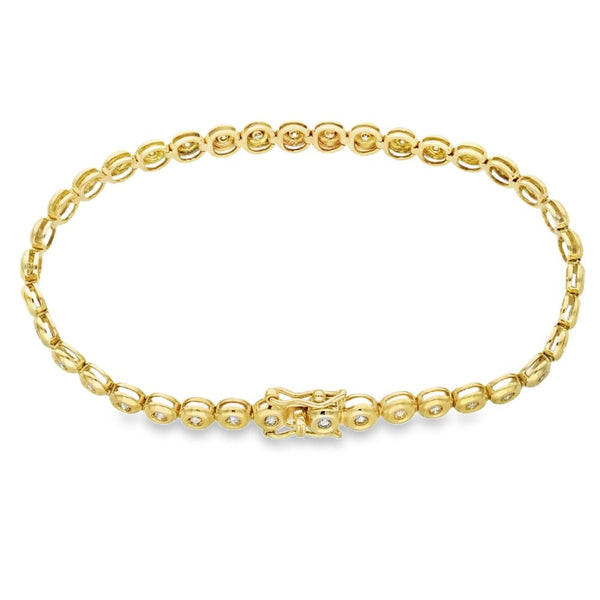18ct Yellow Gold Diamond Tennis Bracelet - 7" - 1.00ct