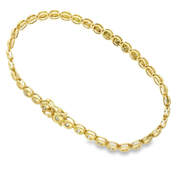 18ct Yellow Gold Diamond Tennis Bracelet - 7" - 1.00ct