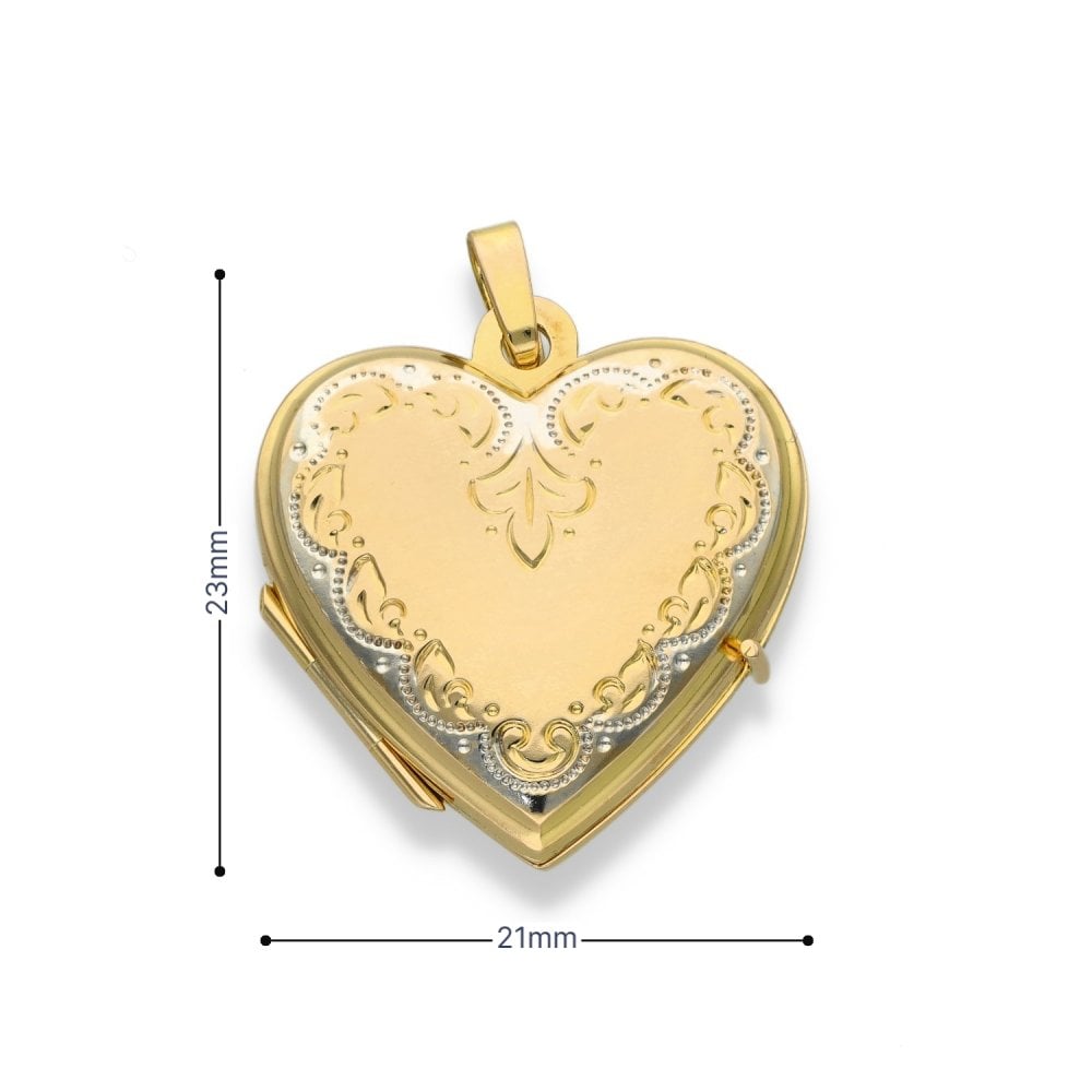 9ct Yellow Gold Patterned Locket - 21x23x7mm - 2.5g