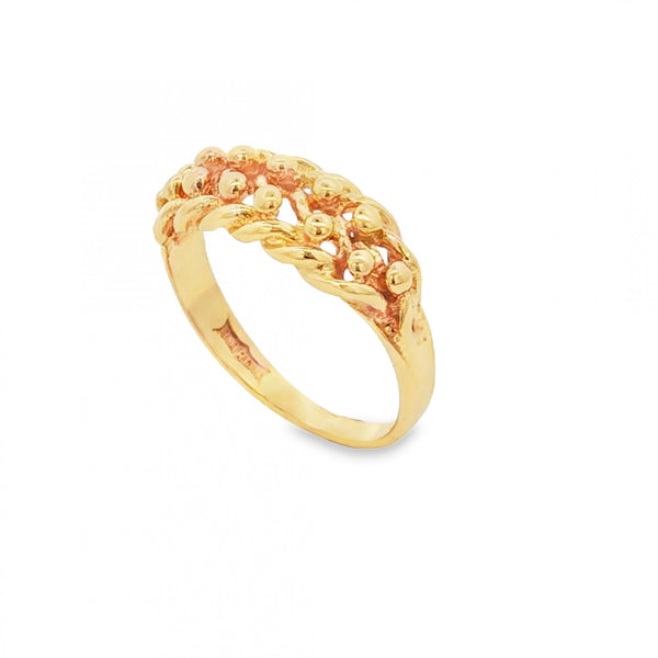 9ct Yellow Gold Shot Ring - Size K½ - 2.2g