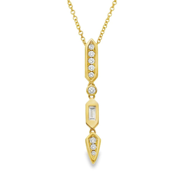 18ct Yellow Gold Diamond Drop Pendant & Necklace - 18" - 0.59ct