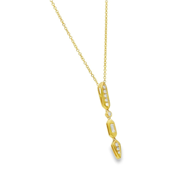 18ct Yellow Gold Diamond Drop Pendant & Necklace - 18" - 0.59ct