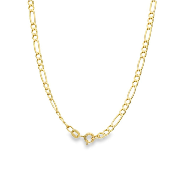 9ct Yellow Gold Figaro Chain - 17" - 5.2g