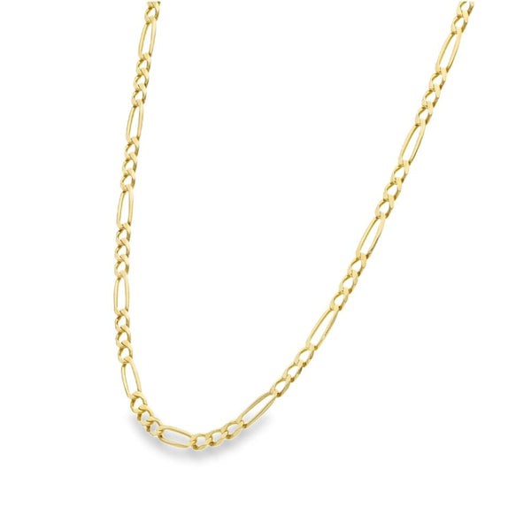 9ct Yellow Gold Figaro Chain - 17" - 5.2g