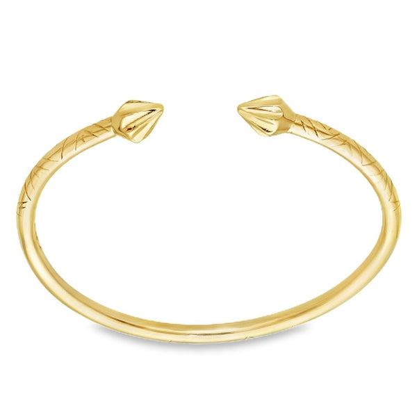 9ct Yellow Gold Spearhead Torque Bangle - 19.5cm - 27.6g