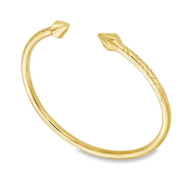 9ct Yellow Gold Spearhead Torque Bangle - 19.5cm - 27.6g