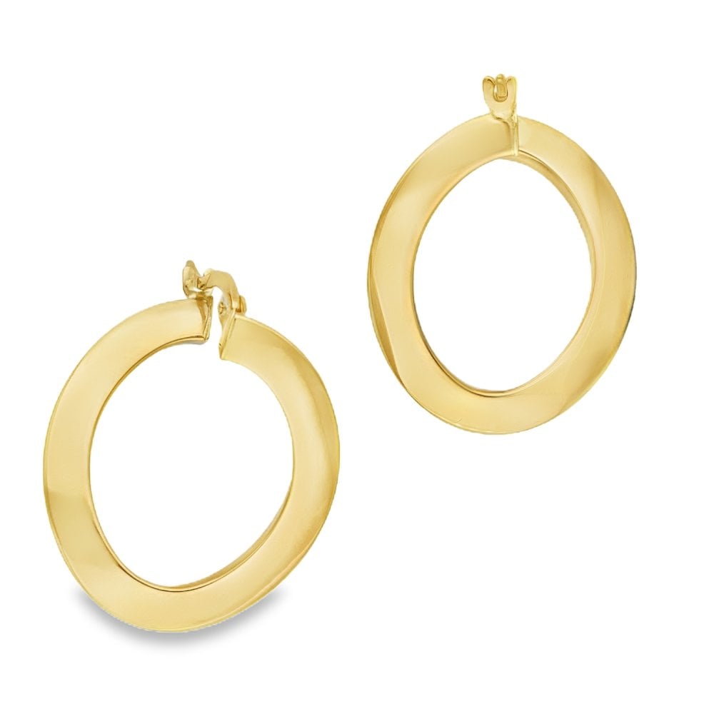 9ct Yellow Gold Oval Twist Hoop Earrings - 23x20mm - 1.8g