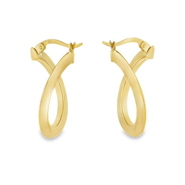 9ct Yellow Gold Oval Twist Hoop Earrings - 23x20mm - 1.8g